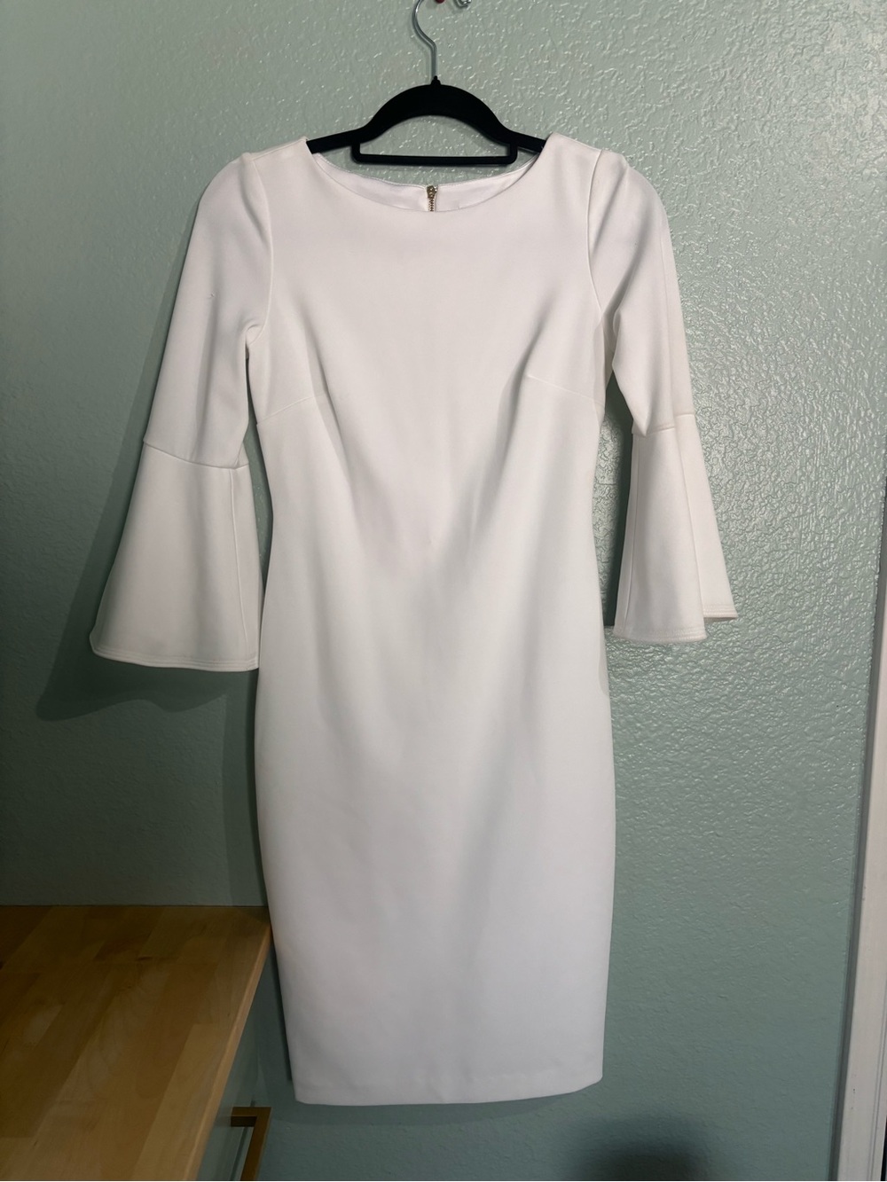 Calvin Klein White Bell-Sleeve Sheath Dress